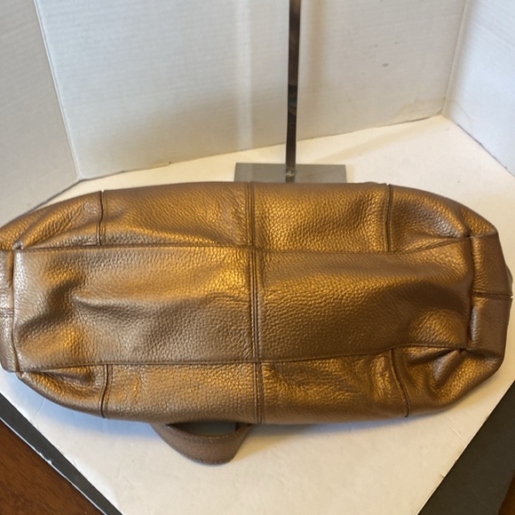 VGUC. Sigrid Olsen Brown/Bronze leather shoulder bag/drawstring bag. - Picture 16 of 16